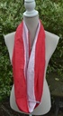 Snood corail petits coeurs, blanc lurex argent