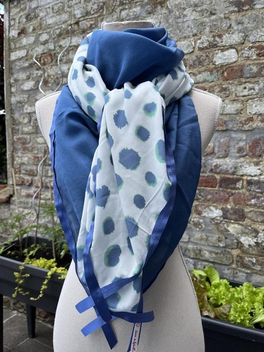 Foulard 4 carrés bleu jean